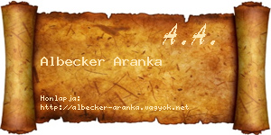 Albecker Aranka névjegykártya